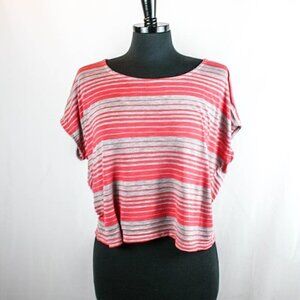 Paper Crane Short Striped Top Red Gray